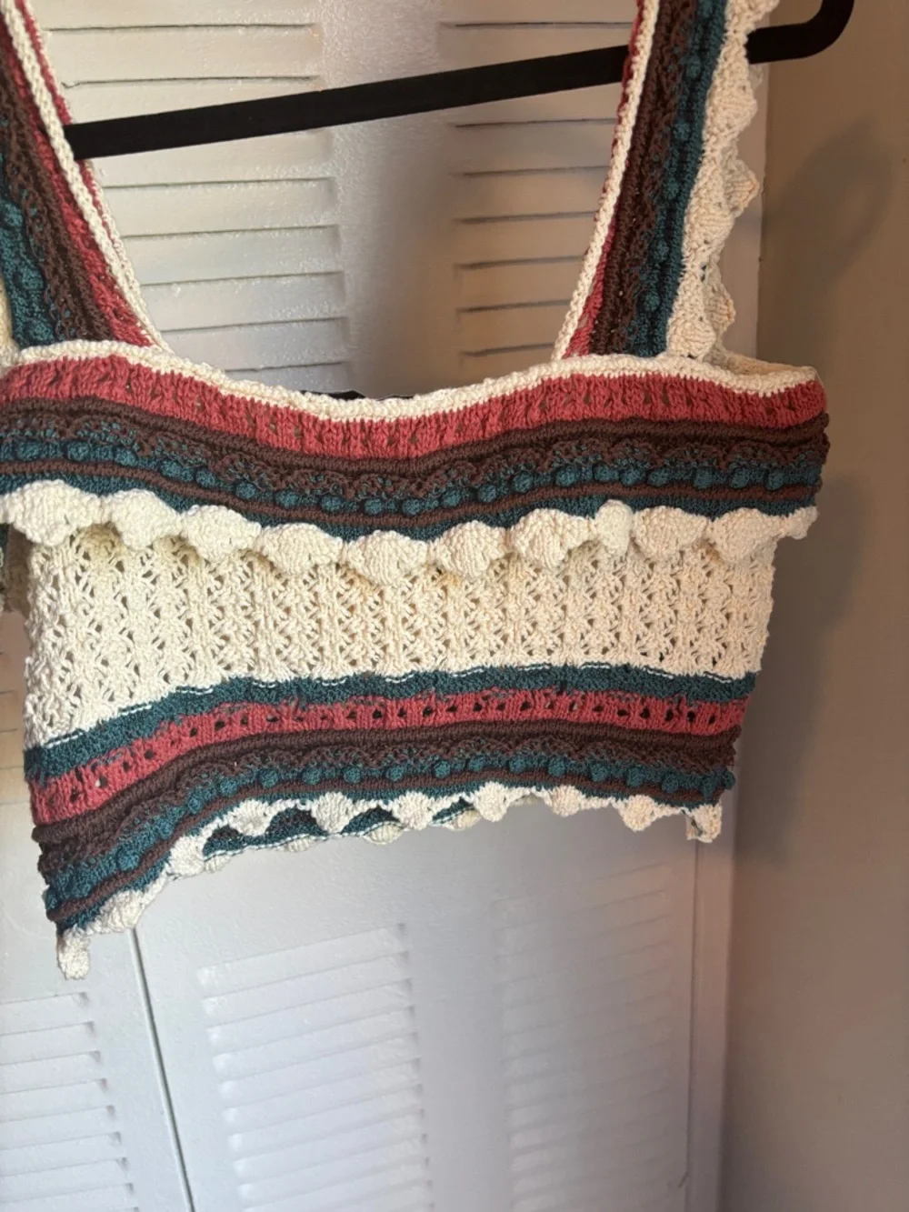 ZARA Boho Crochet Crop Top – Summer Luxe Knit in Earth Tones (Size S) - Picture 8 of 10